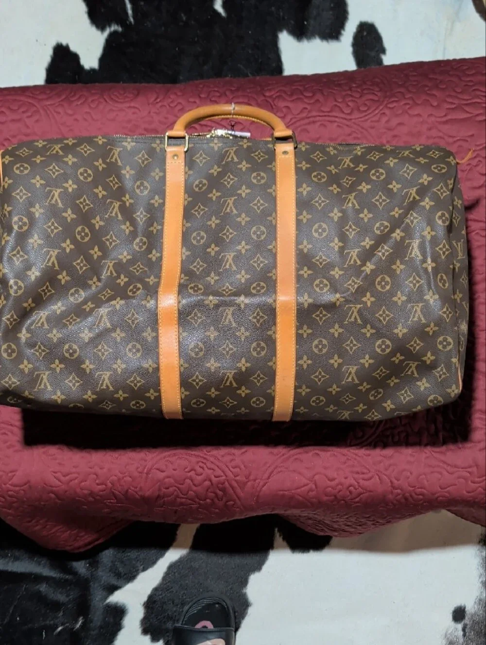 Louis Vuitton Brown Monogram Keepall 60 Boston Bag
